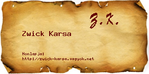 Zwick Karsa névjegykártya